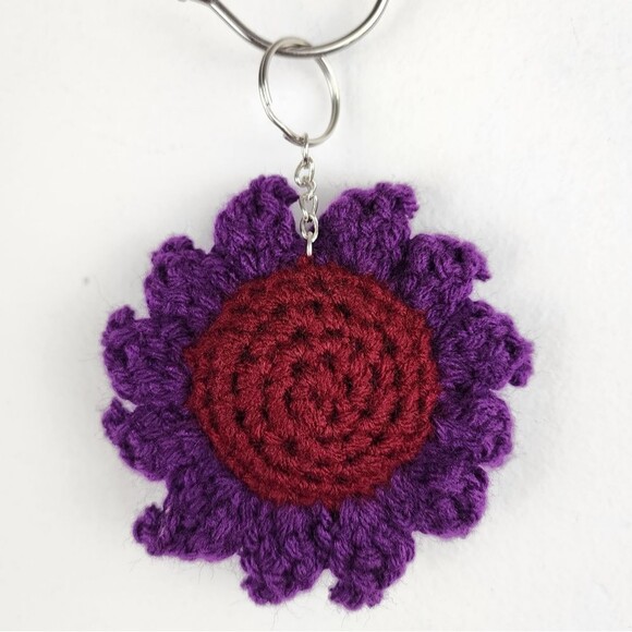 New Crochet Burgundy Purple Keychain Handmade Handcrafted - Picture 4 of 5